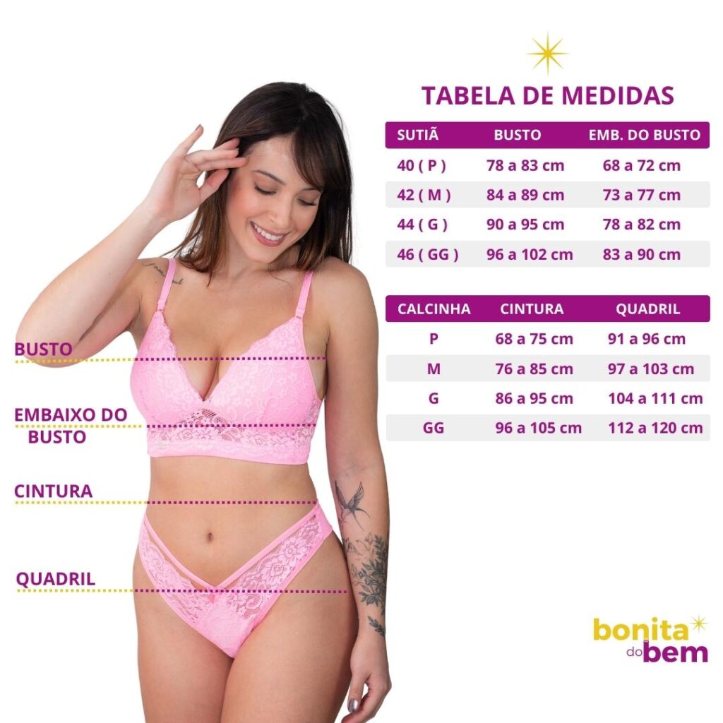 BONITA DO BEM - TABELA DE MEDIDAS